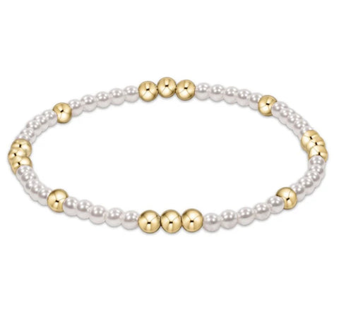 Worthy pattern 3mm bead bracelet - pearl