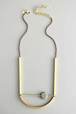 Athena Gray Stone and Brass Necklace