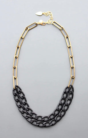 Black and brass chain necklace