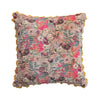 Velvet Printed Pillow w/ Hand-Embroidered Kantha Stitch