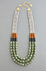 Three Stand Gray and Green Necklace