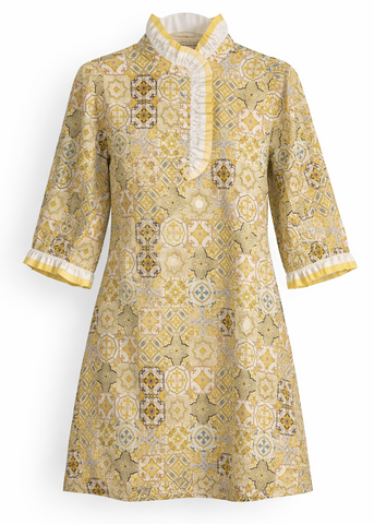 Ruffle Detail Print Shift Dress