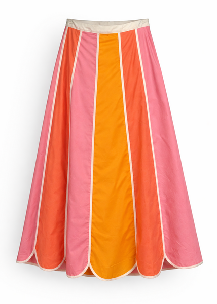 Color Block A-Line Midi Skirt