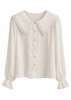 Scallop Lace Collar Button Blouse