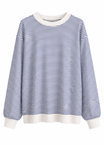 Crew Neck Stripe Long Sleeve Top