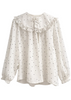 Polka Dot Ruffle Collar Blouse