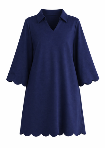 Scallop Hem Accent Dress