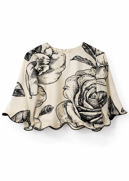Floral Print Scallop Top