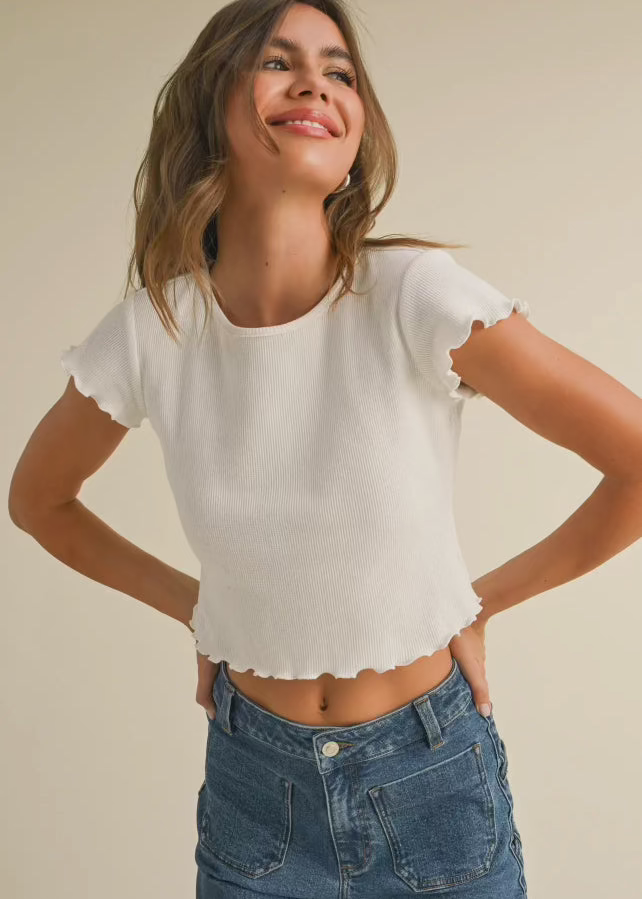 Mini Waffle Short Sleeve Top