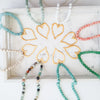 Gemstone Beaded Necklace w/ XL Heart