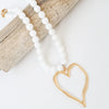 Gemstone Beaded Necklace w/ XL Heart