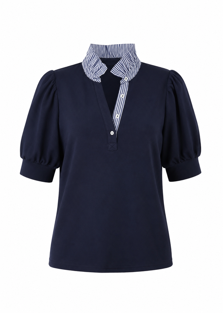 High Ruffled Neck Top