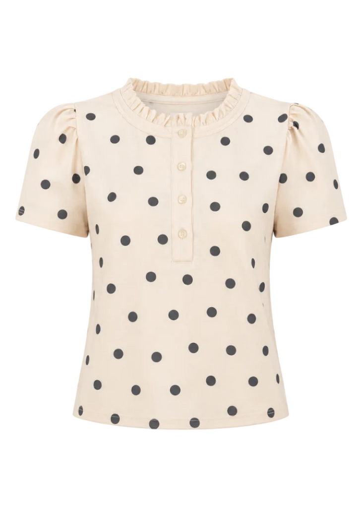 Polka Dot Knit Lace Trim Top