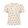 Polka Dot Knit Lace Trim Top