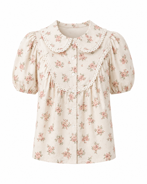 Floral Lace Trimmed Blouse