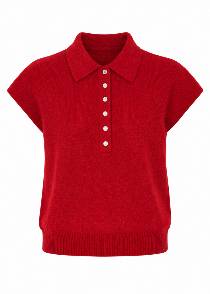 Cap Sleeve Collared Sweater Vest