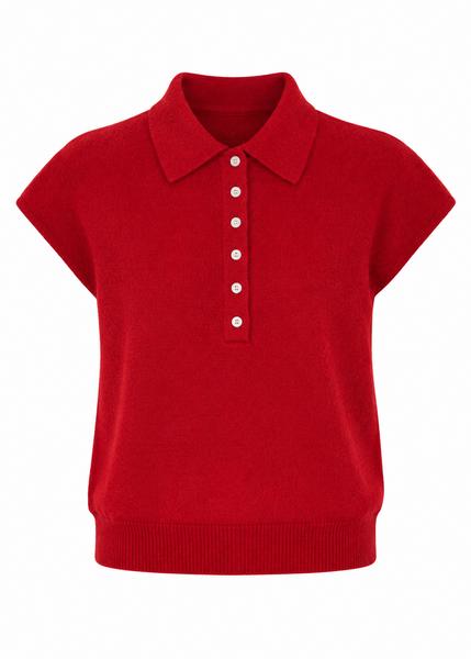 Cap Sleeve Collared Sweater Vest