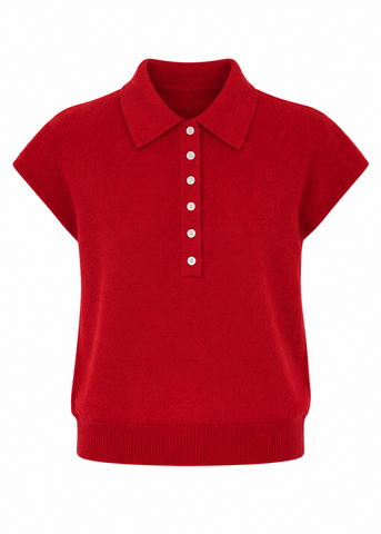 Cap Sleeve Collared Sweater Vest