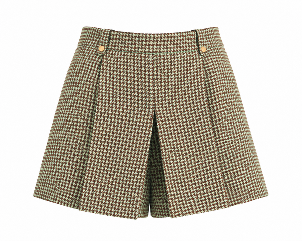 Houndstooth Pleated Shorts