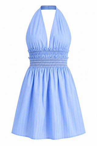 Oxford Smocked Halter Dress
