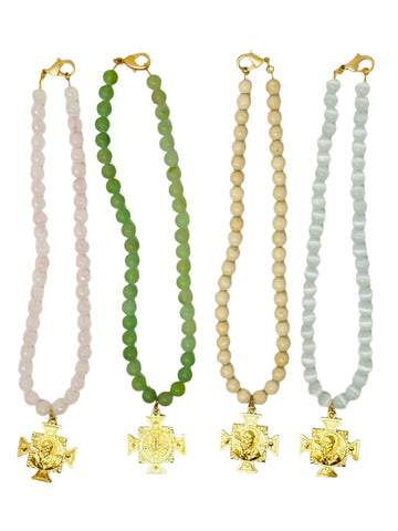 Gemstone Necklace w/ St Ben