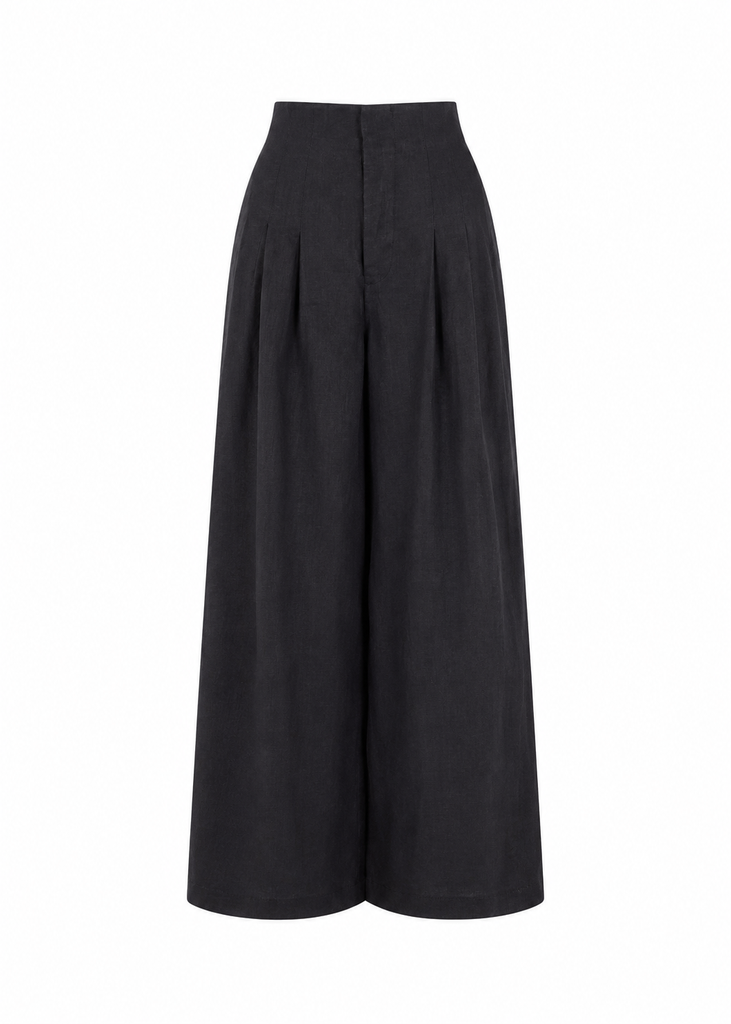 Culotte Linen Pants - Black