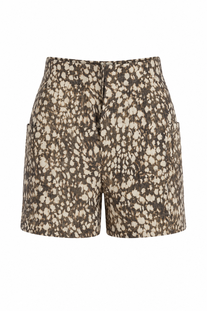 Frida Metallic Linen Shorts - Impala Print