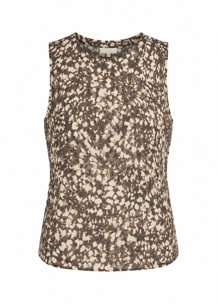 Yves Metallic Linen Top - Impala Print