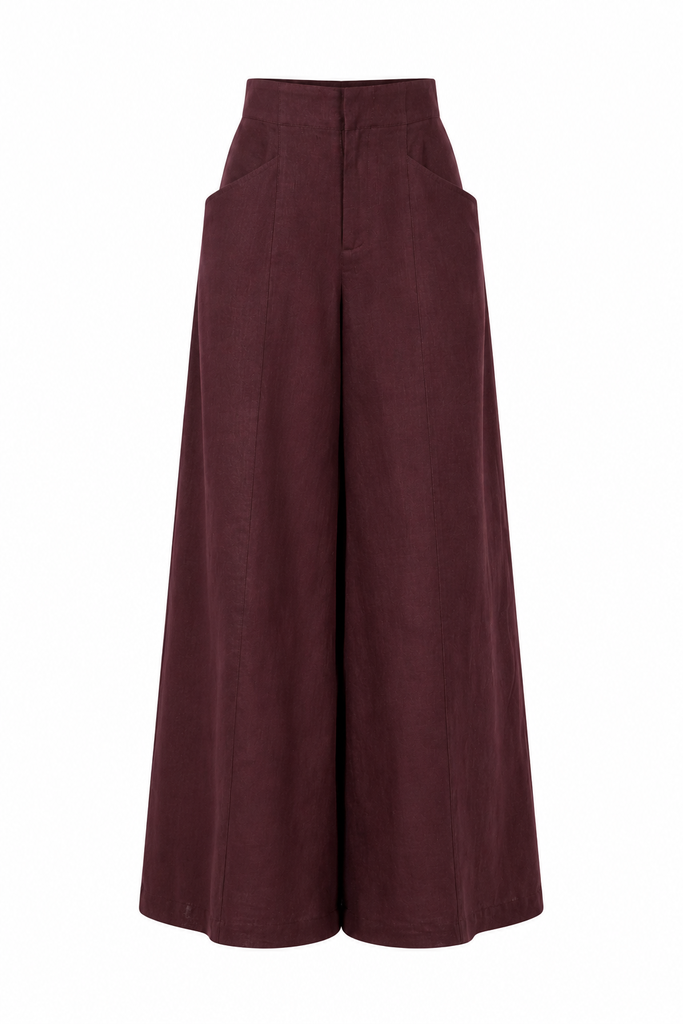 Vincent Linen Pants - Deep Merlot