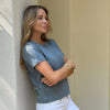 CELIA PERFECT LENGTH TEE IN COOL SLATE BLUE - SHORT SLEEVE