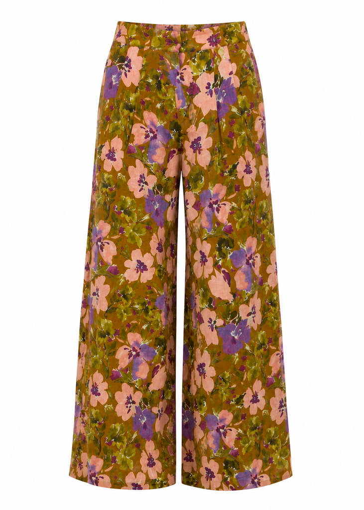 Culotte Linen Pants - Marly print