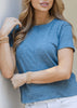 CELIA PERFECT LENGTH TEE IN COOL SLATE BLUE - SHORT SLEEVE