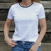 SHORT SLEEVE REBEL TEE IN WHITE WITH DARK HEATHERED GRAY