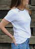 SHORT SLEEVE REBEL TEE IN WHITE WITH DARK HEATHERED GRAY
