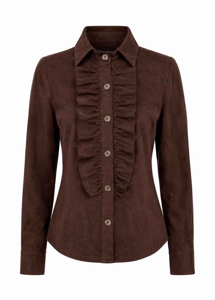 Ruffle Rumble Blouse - Ultra Suede Brown