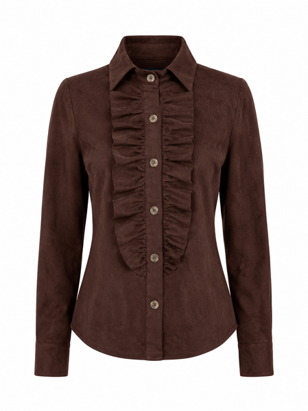 Ruffle Rumble Blouse - Ultra Suede Brown