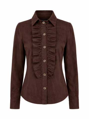 Ruffle Rumble Blouse - Ultra Suede Brown
