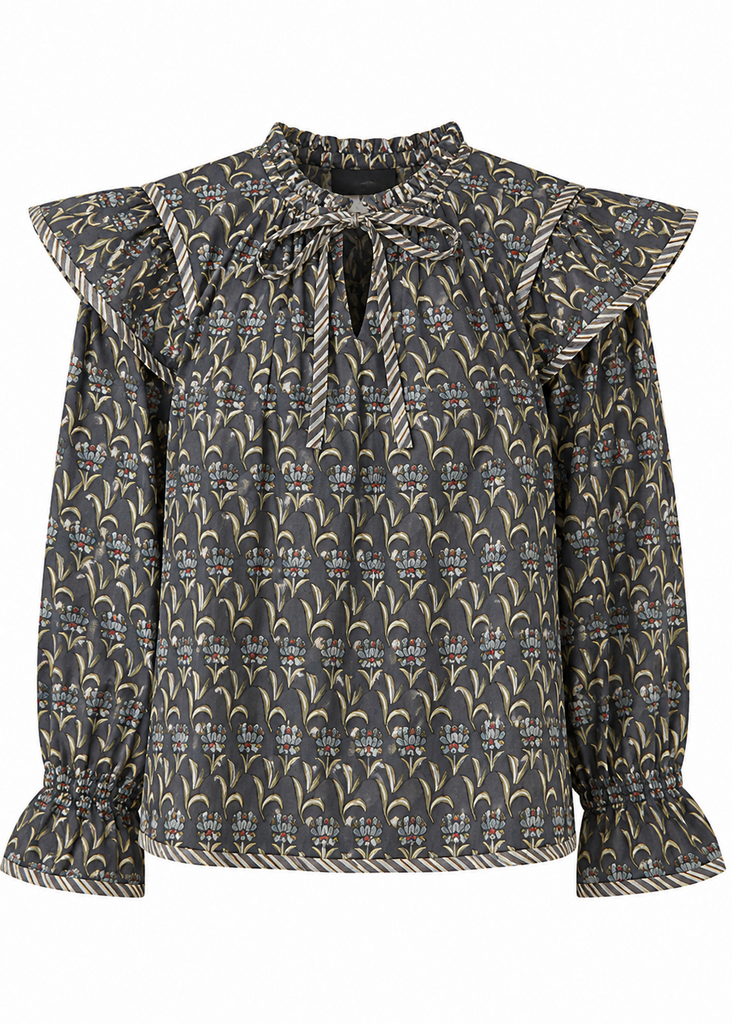 Mix Print V-Neck Top