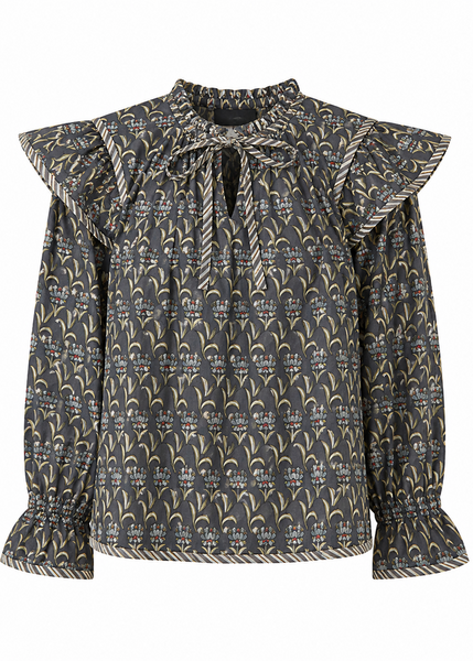 Mix Print V-Neck Top