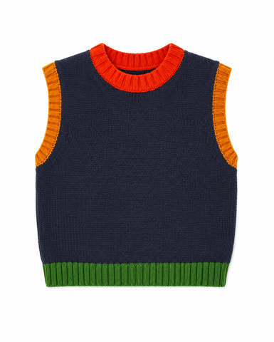 Color Contrasted Sleeveless Knit Top