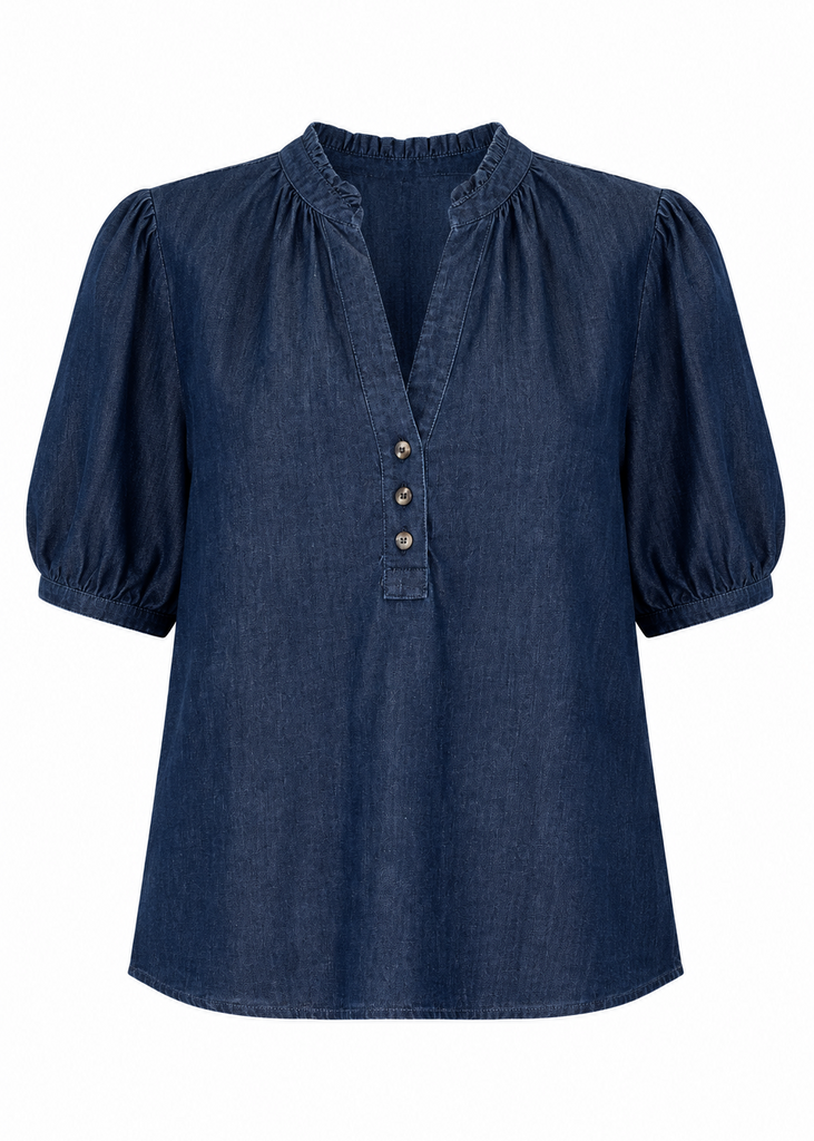 Ruffled Split V-Neck Blouse