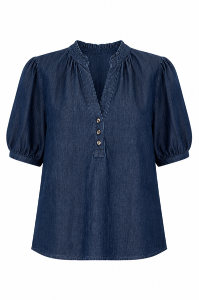 Ruffled Split V-Neck Blouse
