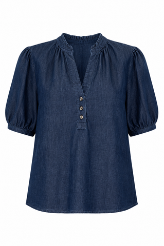 Ruffled Split V-Neck Blouse