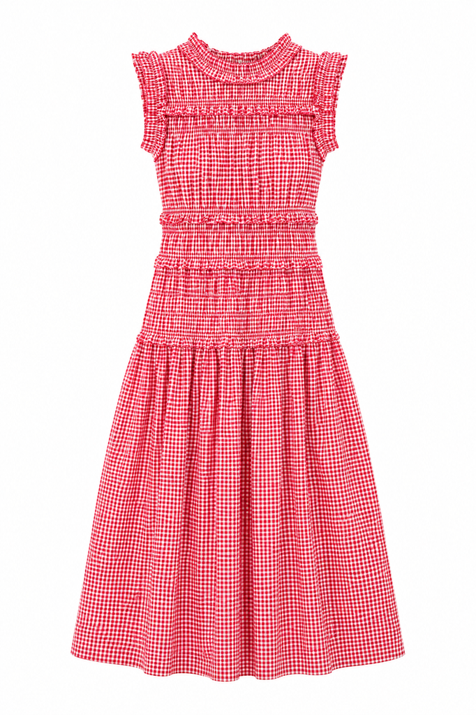 Smocked Gingham Maxi Dress