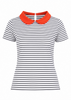 Belle Polo - White Navy Stripe
