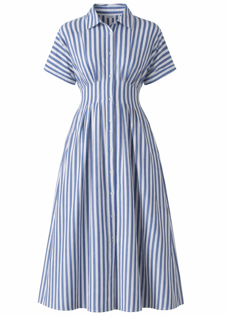 Navy Oxford Stripe Maxi Dress
