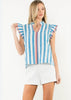 Flutter Sleeve Striped Top