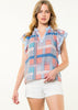 Americana Striped Flutter Sleeve Top