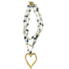 Pearl Bezel Rosary Triple Layer w/ XL Heart