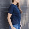 CELIA PERFECT LENGTH TEE IN COOL SLATE BLUE - SHORT SLEEVE